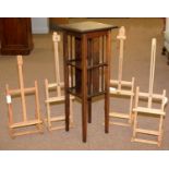 Four adjustable beechwood artists easels