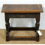 A 17th Century style oak joynt stool.