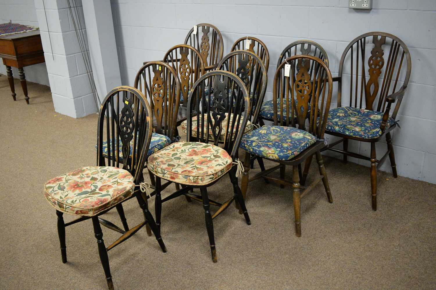 Ten assorted 20th Century rustic wheelback dining chairs - Image 2 of 3