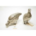 Two silver-plated partridge table ornaments.