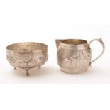 An Indian silver jug and bowl,