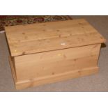 A Victorian-style rectangular pine blanket box.