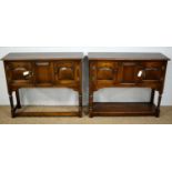 Two 18th C style oak credence cabinets/cupboards