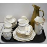 Royal Albert tea service; a ceramic jug; and a brass water jug.