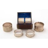 Five silver napkin rings