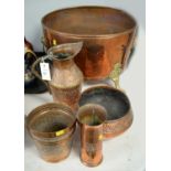 Assorted copper and brassware.