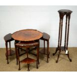 A Mid 20th C nest of five occasional tables; and a jardiniere stand.