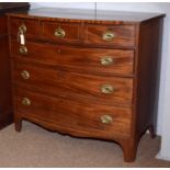 A George III mahogany and line inlaid bowfront chest.