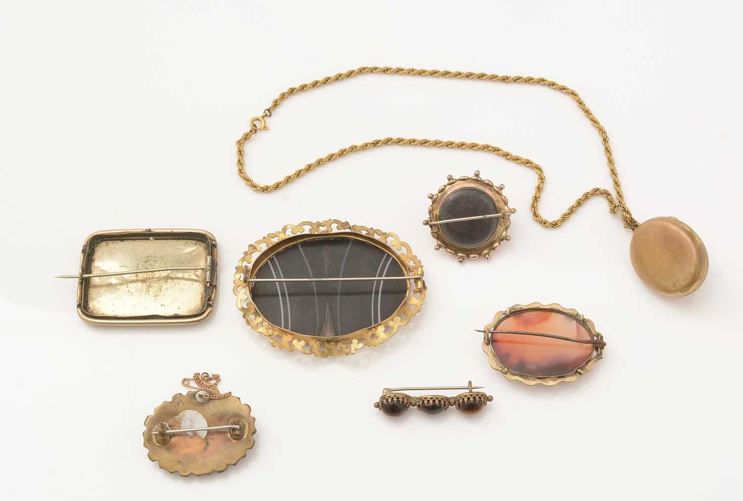 A selection of 19th Century gilt-metal pendants and brooches, - Image 4 of 5