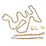 A selection of gold jewellery