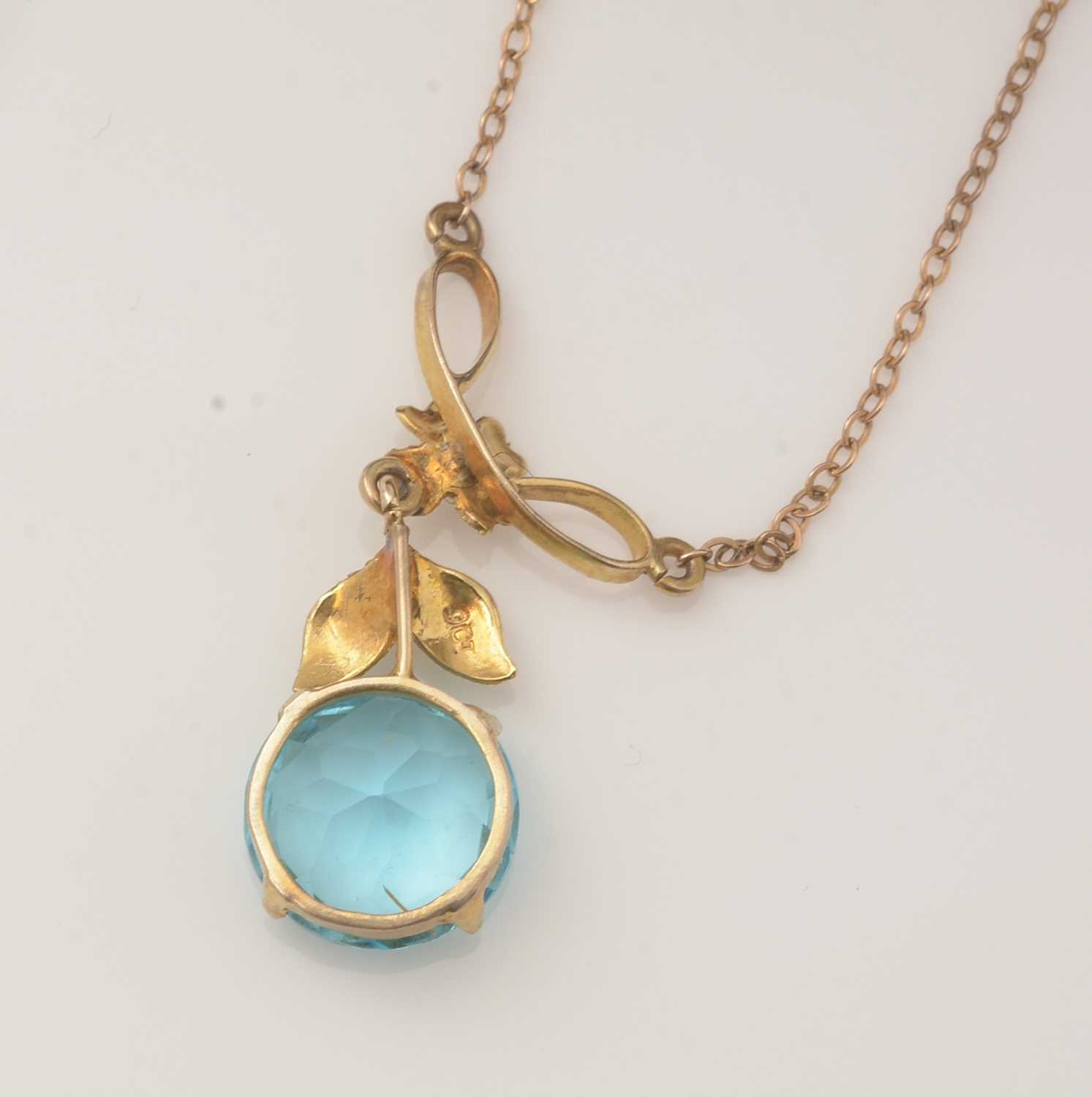 A blue glass and 9ct yellow gold pendant, - Image 2 of 3