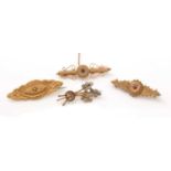 Four Victorian gold brooches,