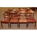 A set of twelve Victorian mahogany dining chairs.