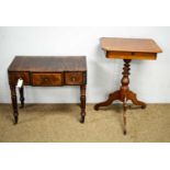 A George IV mahogany breakfront small chest; and a Victorian work table.