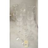 A set of seven Waterford Crystal stemmed wine glasses; together with a pair of Stuart Crystal lemona