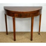 A George III mahogany demi-lune gateleg tea table