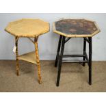 Two Victorian octagonal bamboo occasional tables.