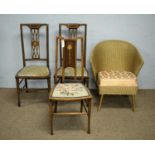 An Arts and Crafts inlaid mahogany bedroom chair c1900