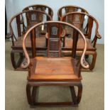 Five assorted Chinese elm horseshoe chairs,
