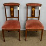 A pair of early 20th Century Arts and Crafts inlaid salon chairs,