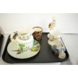 A selection of decorative ceramics and glass wares.