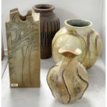 A selection of studio pottery vases.