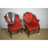 Two late Victorian mahogany salon chairs