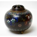 A Chinese cloisonne enamel censer and cover.