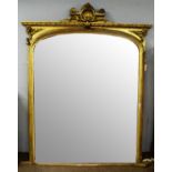 A large Victorian carved giltwood overmantel mirror