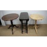 Two 19th Century tripod tables and a gateleg table.