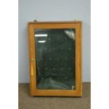 Remploy light oak glazed wall key/display cabinet.