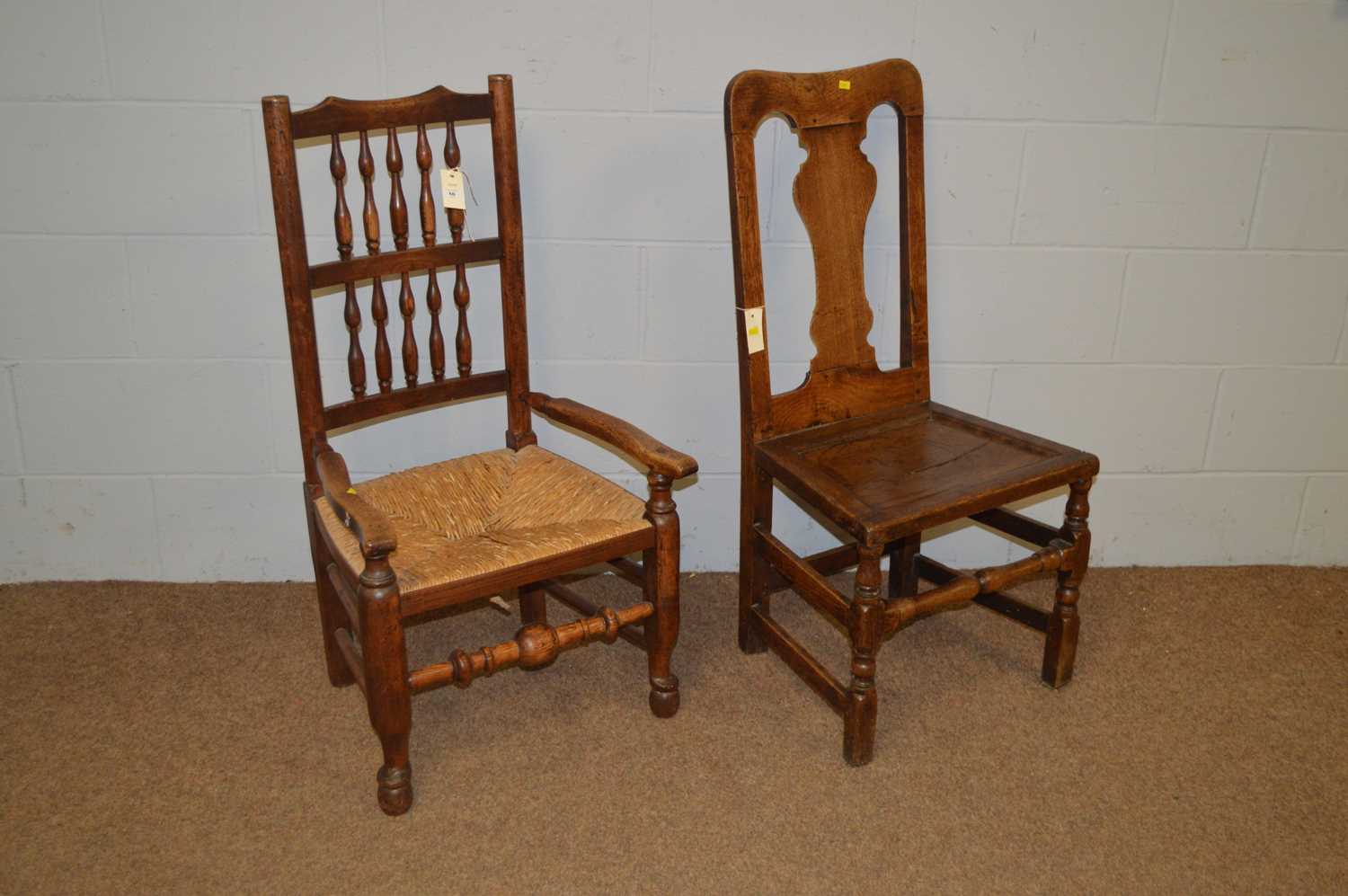 An oak rush seated occasional armchair, and another. - Image 3 of 3