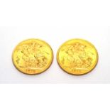 Two George V gold sovereigns,