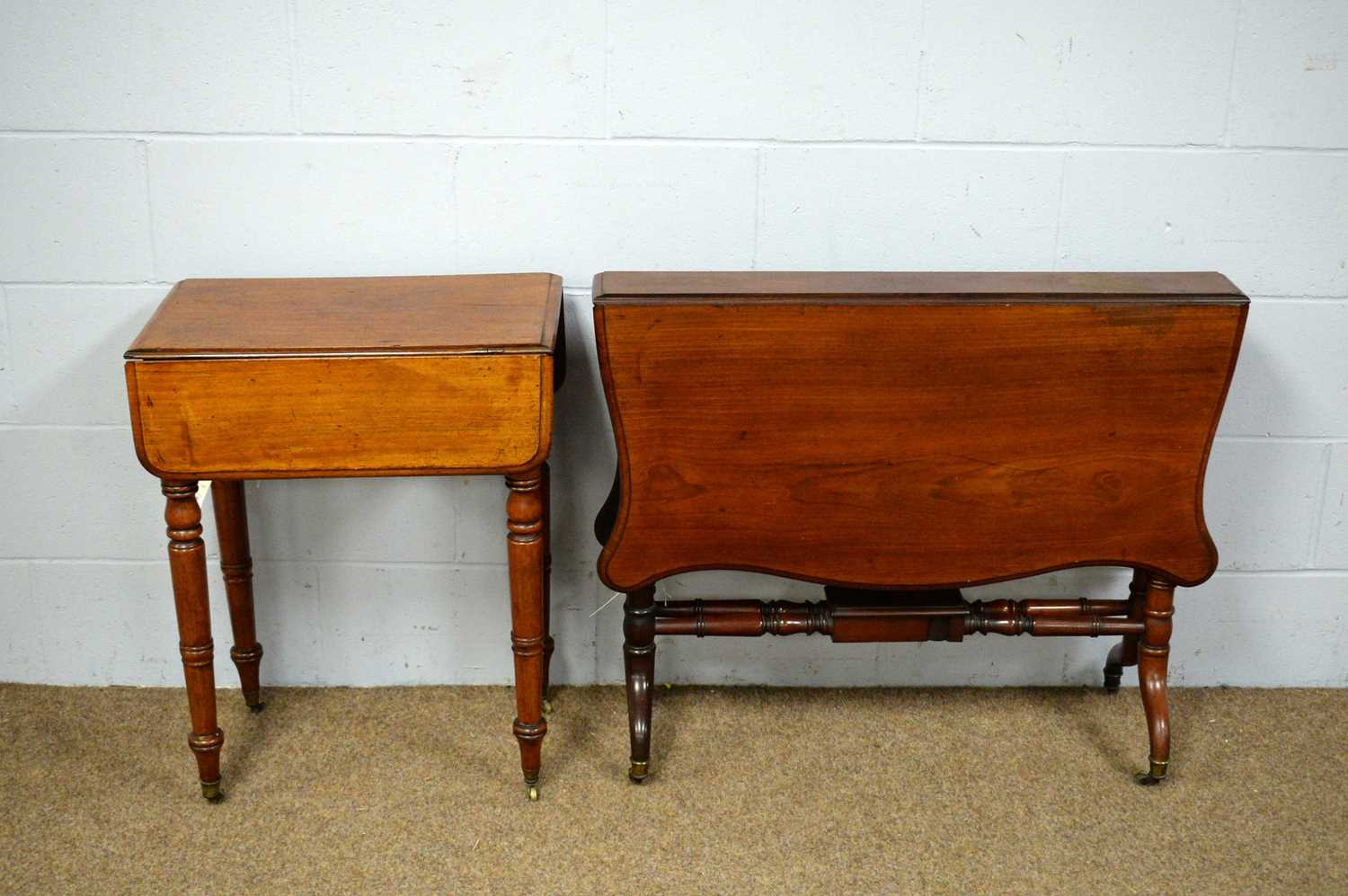 A Victorian Sutherland table; and a small Victorian Pembroke table.