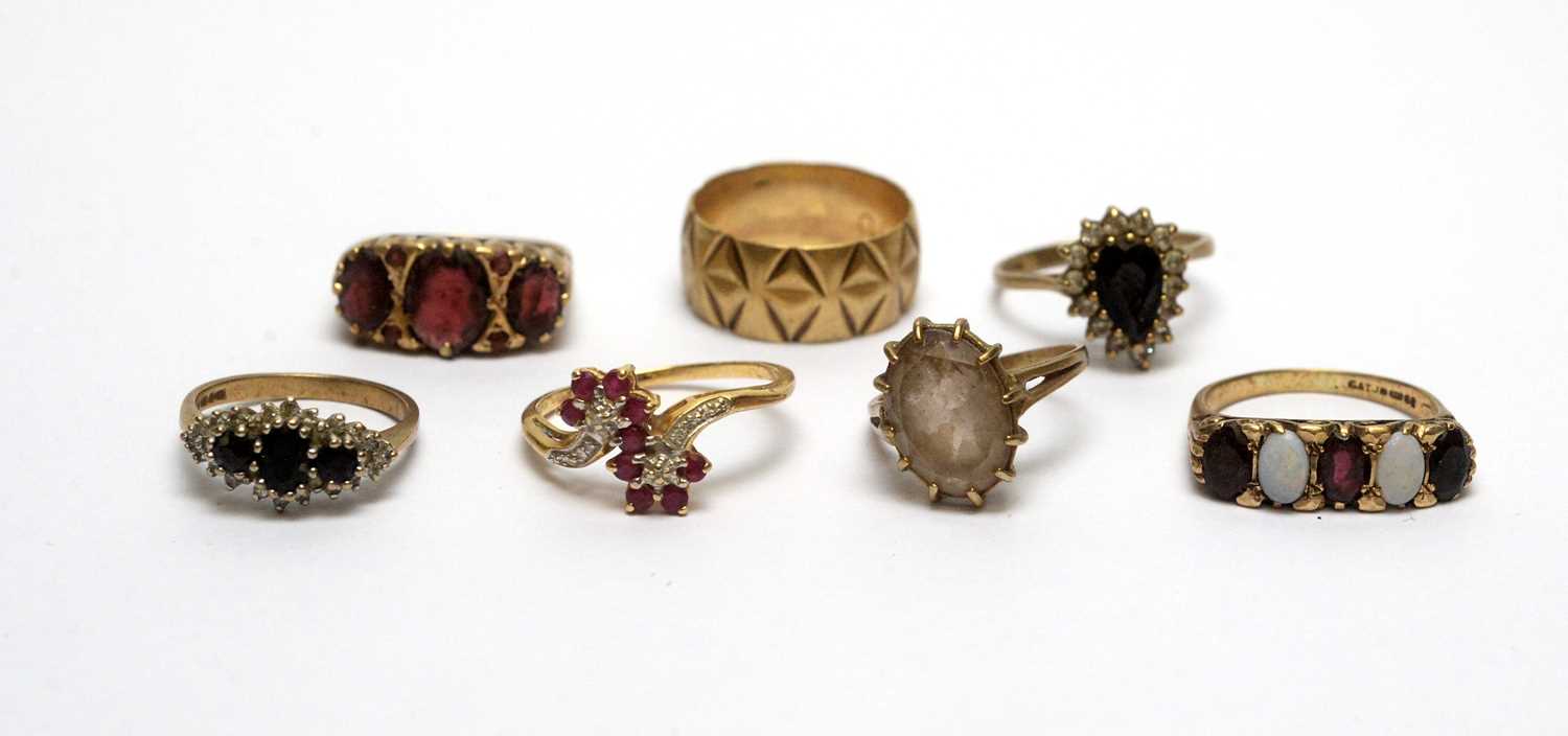 A selection of gold and gem-set rings