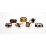 A selection of gold and gem-set rings