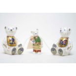 Two Royal Crown Derby ‘Alphabet Bear’ paperweights.