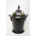 A Victorian twin-handled lacquered metal coal box.