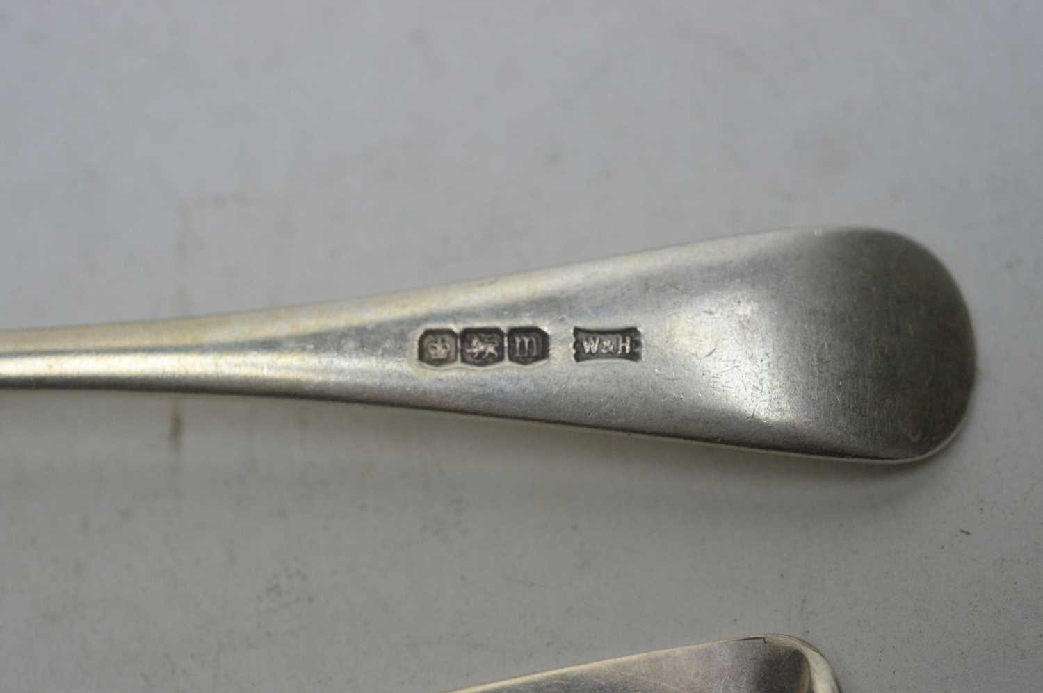Five silver dessert spoons and a fork, - Image 4 of 5