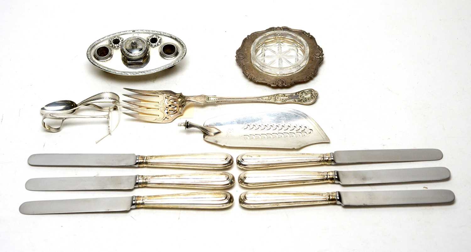 A selection of silver and plated items,