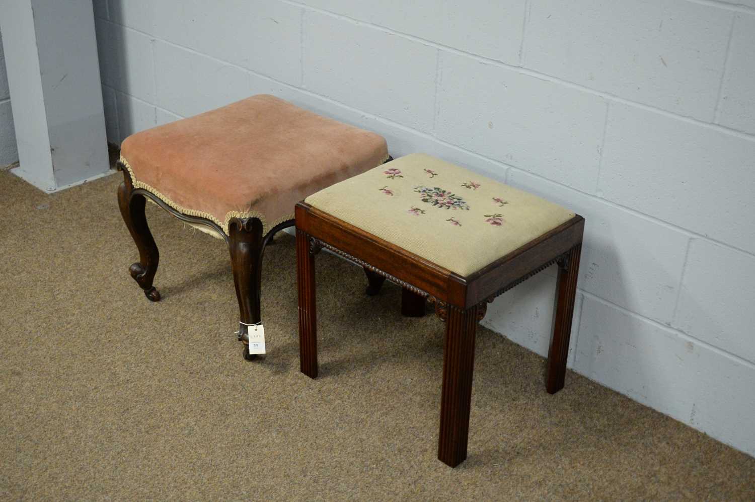 Victorian square stool; and a Georgian-style stool. - Image 2 of 4