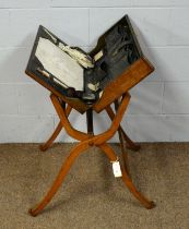 An early 20th Century oak campaign folding writing desk.