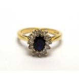 A sapphire and diamond cluster ring,