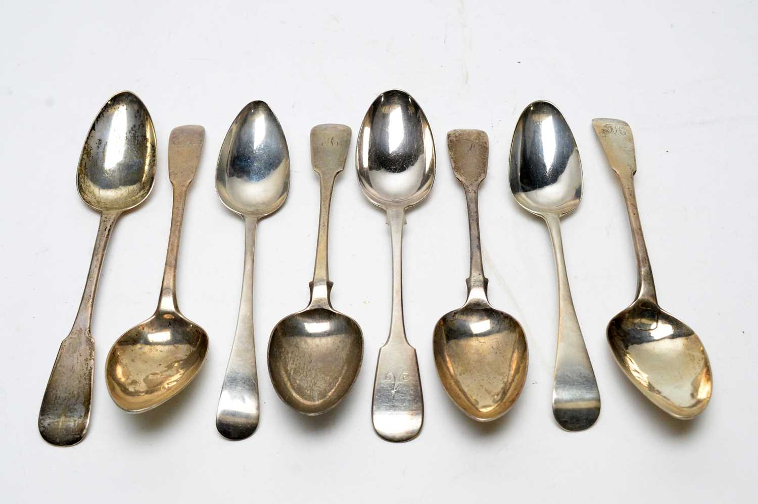 A selection of 18th and 19th Century silver tablespoons,