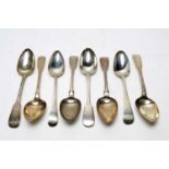 A selection of 18th and 19th Century silver tablespoons,