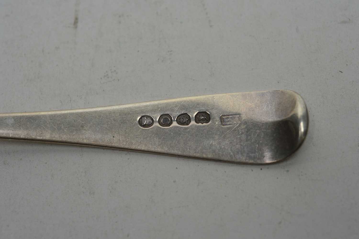 Five silver dessert spoons and a fork, - Image 3 of 5