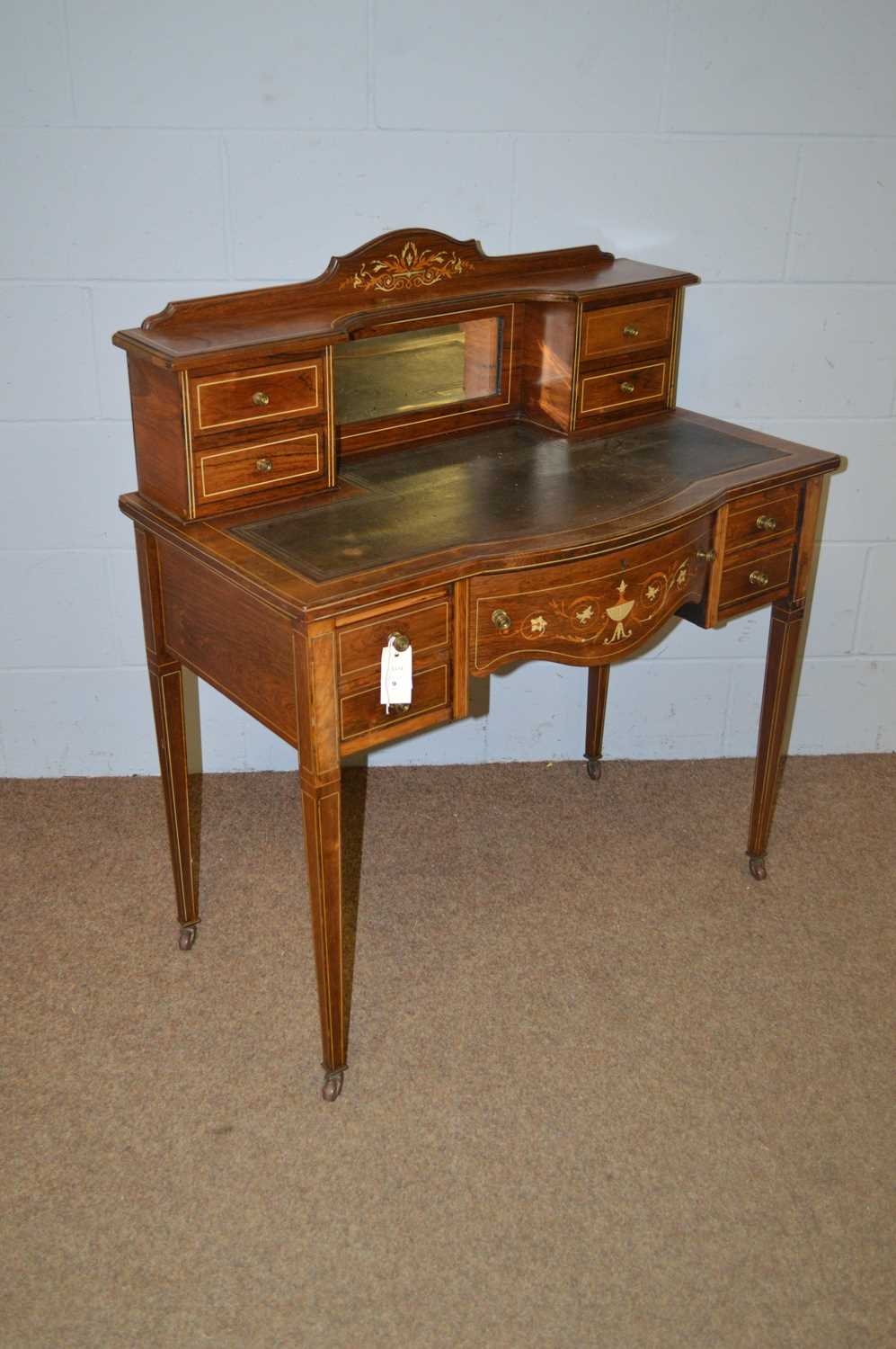 An Edwardian marquetry inlaid rosewood writing desk, by Maple & Co. - Image 3 of 4