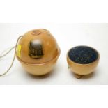 A Mauchline Ware 'Tynemouth Priory' wool ball holder and pin cushion.