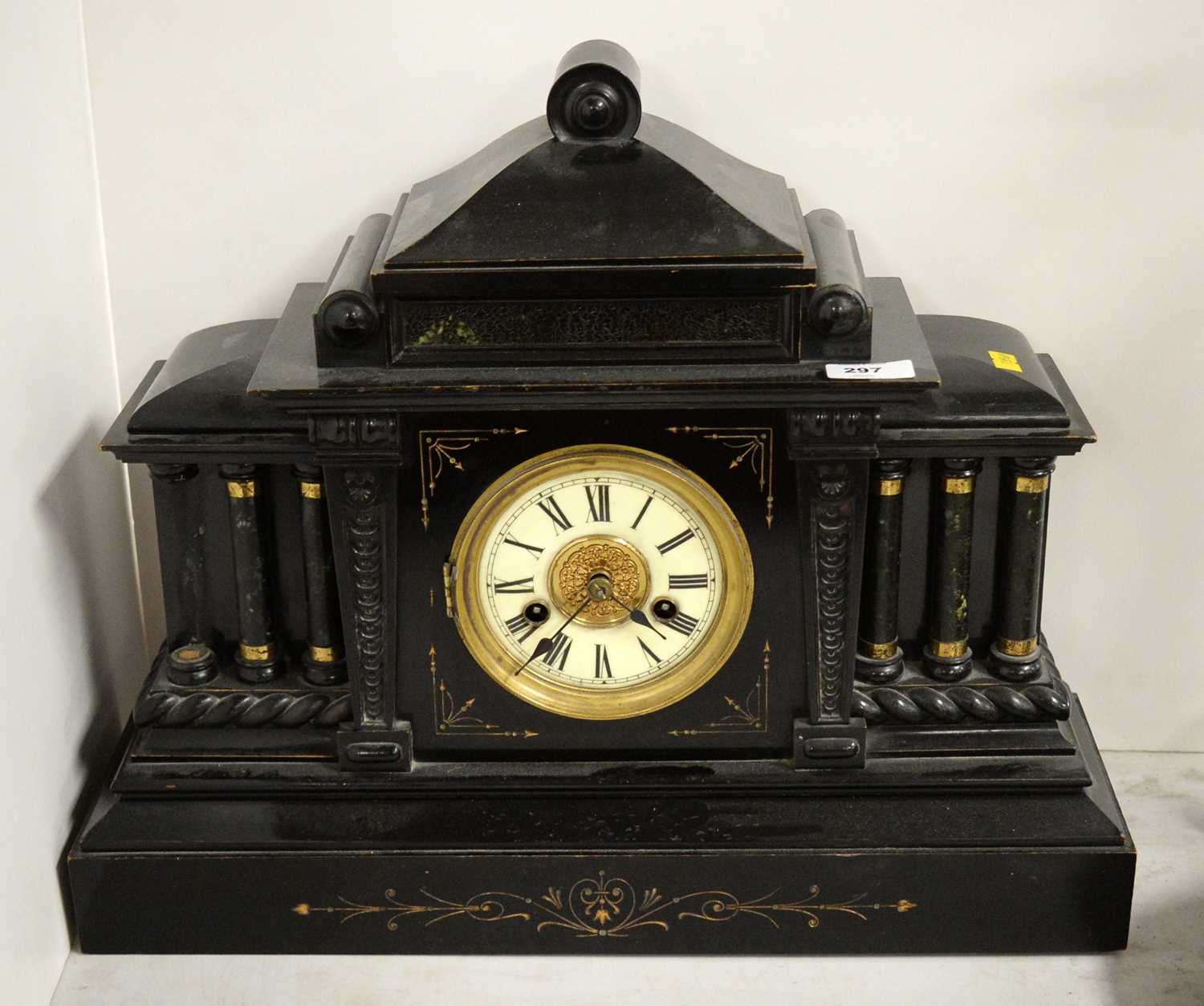A 19th Century style German ebonised wood mantel clock.