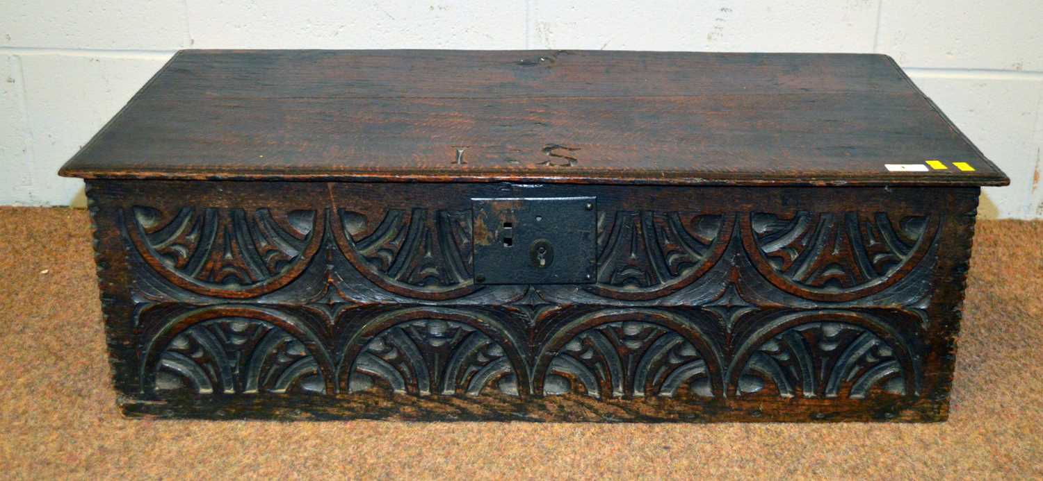 A ate 17th/18th Century oak bible box.